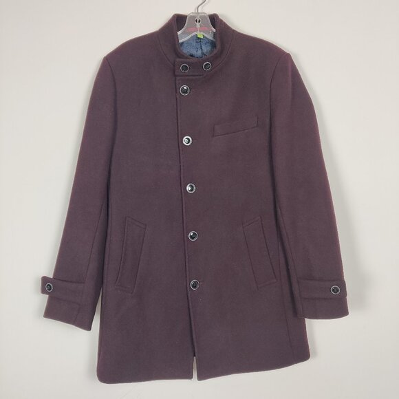 Gianni Feraud Men's Luxury Italian Wool Burgundy Coat Size 40 Quiet Luxury - Picture 1 of 9